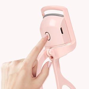 Electric Heated Eyelash Curler for Women USB Rechargeable Quick Heat-Up Multi-Temp Settings 24H Natural Curl Anti-Scald Silicone Portable Makeup Tool Pink Beauty Cosmetics