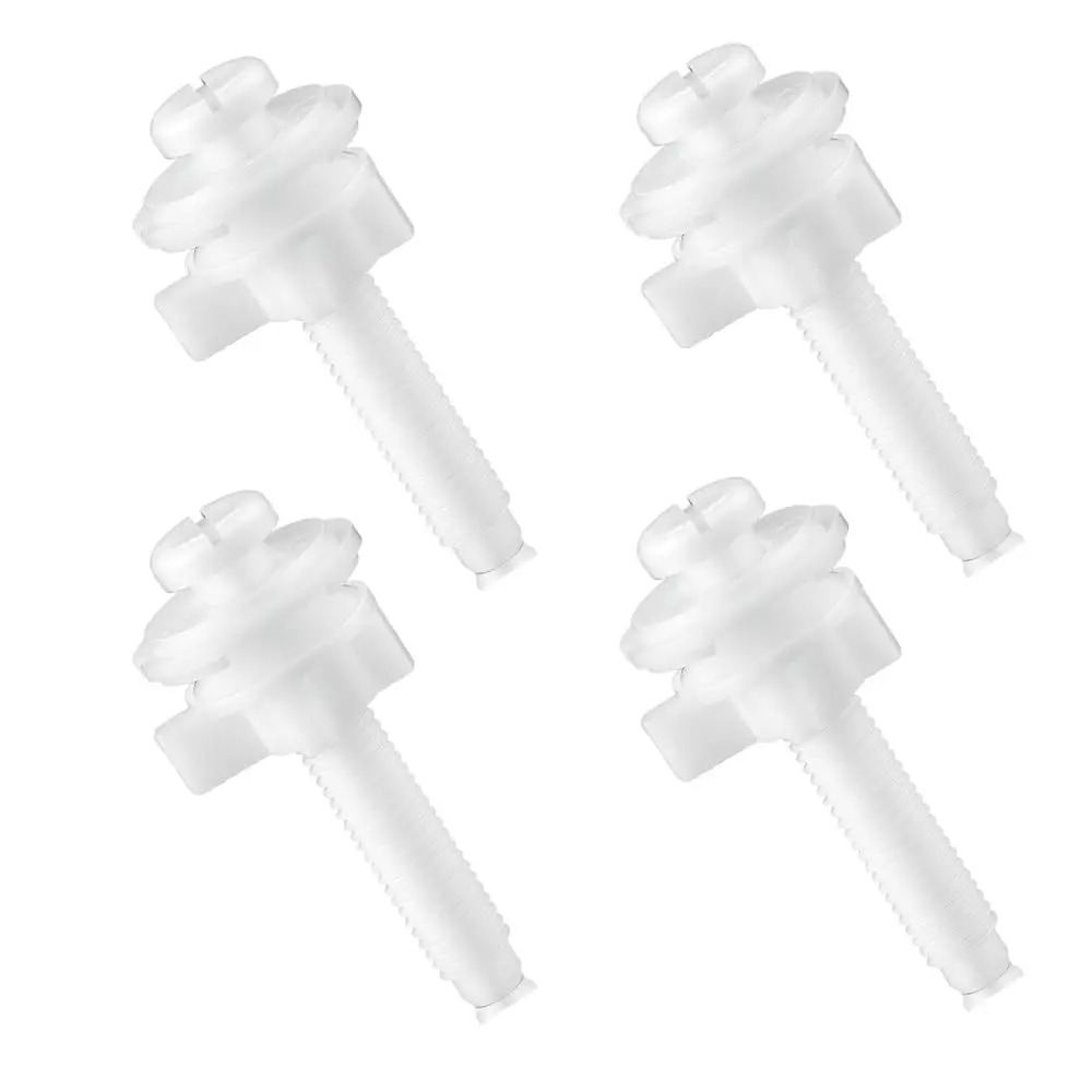 4 count Toilet Seat Screws  Kit Plastic  Complete White Plastic Toilet Seat Hinge  with Nuts for Top Mount Toilet Seat Hinges, Easy DIY  Hardware Set