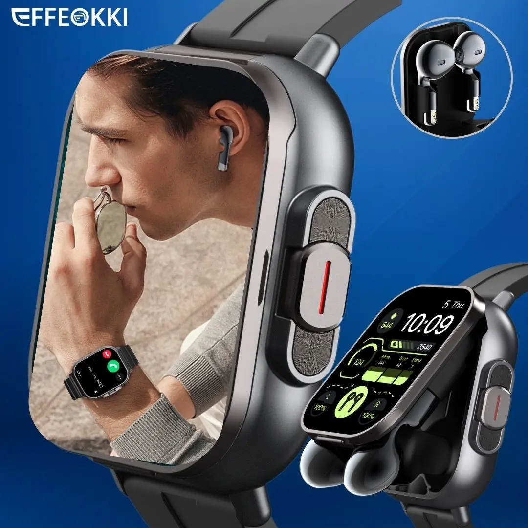 Effeokki 2 in 1 Smartwatch with Earbuds, Bluetooth-compatible Connectivity, Digital Screen, Non-Waterproof, Ideal for Android & iOS Users