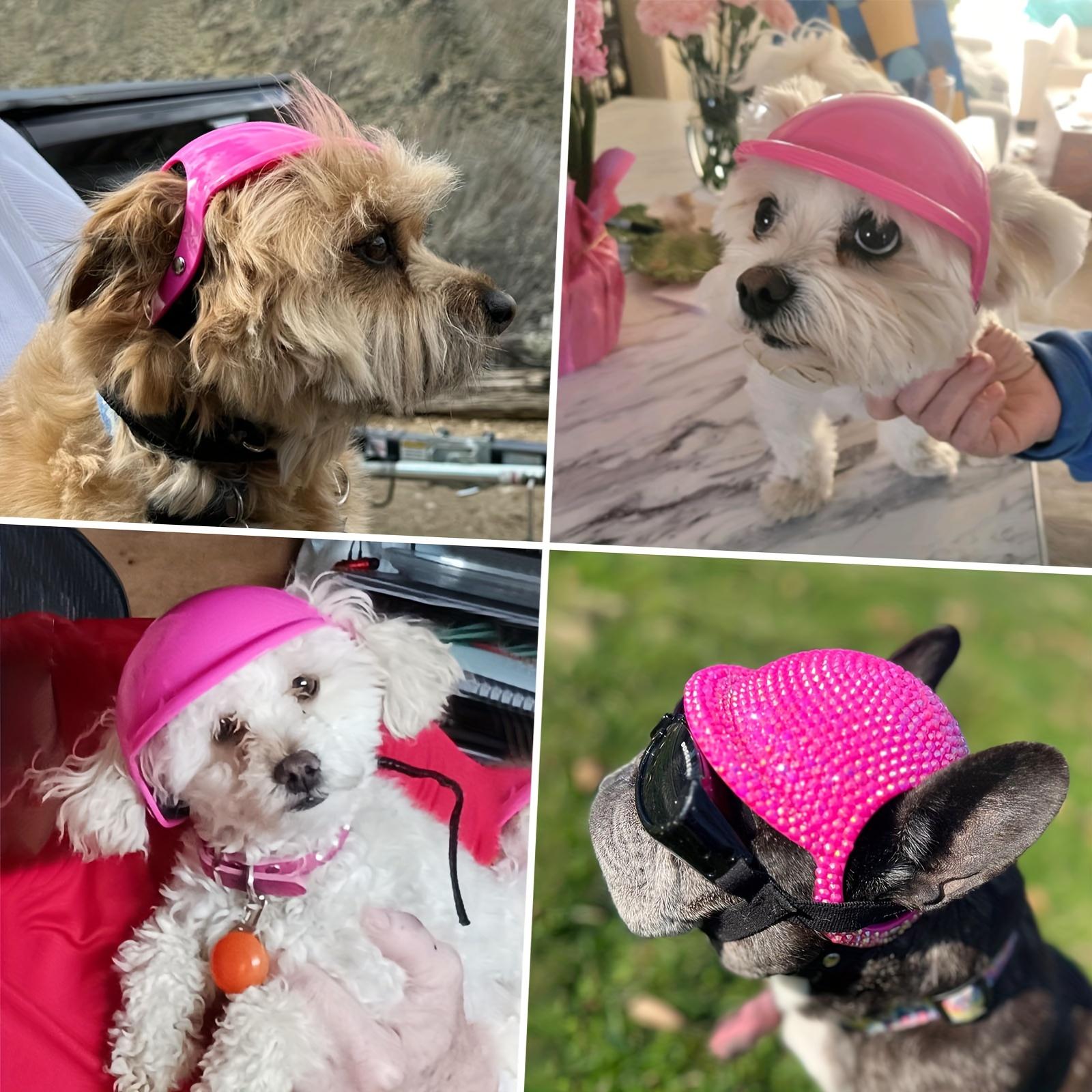 3 Sets of Pink Pet Helmets with Glasses - Windproof And Uv-Protective - Dog Goggles - Puppy Safety Sports Helmet