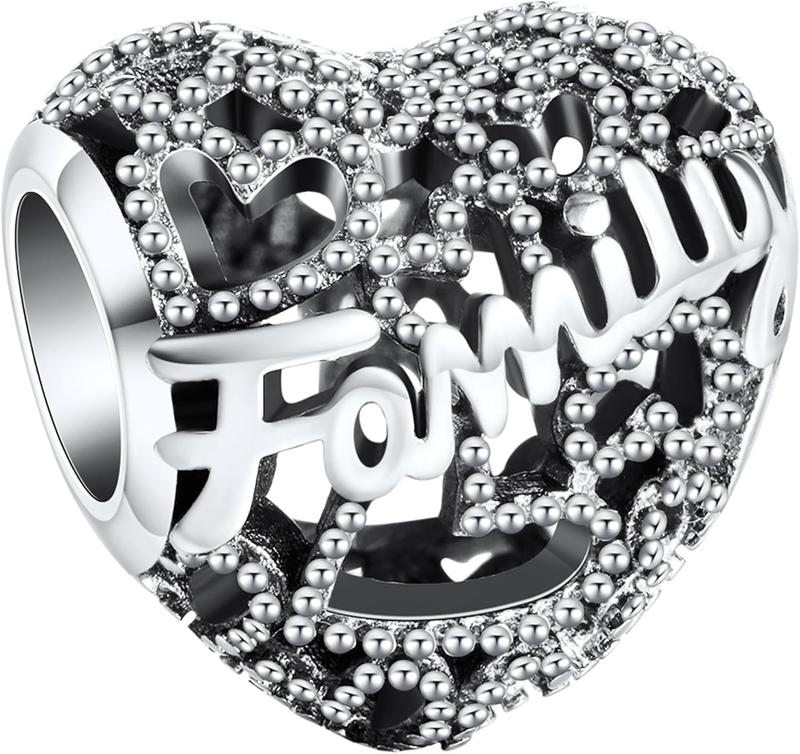 10 Pack Silver Bead Charms for Pandora Bracelets and Necklaces Charm for Woman Cubic Zirconias Dangle Pendant Jewelry Beads Set Style1