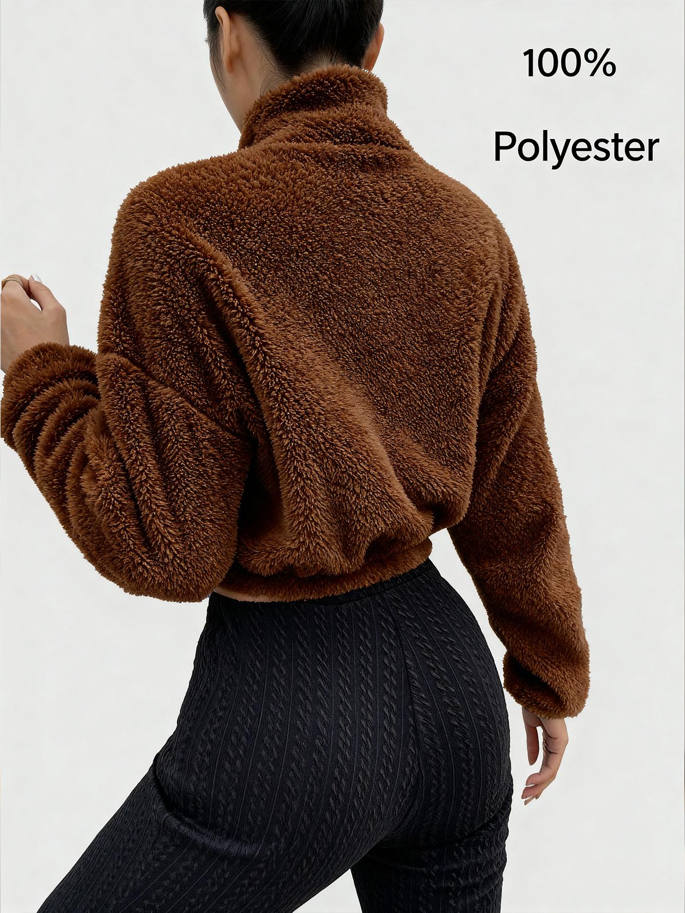 New Spring Women's Jacket, High Neck Zipper Cardigan, Plush Coat