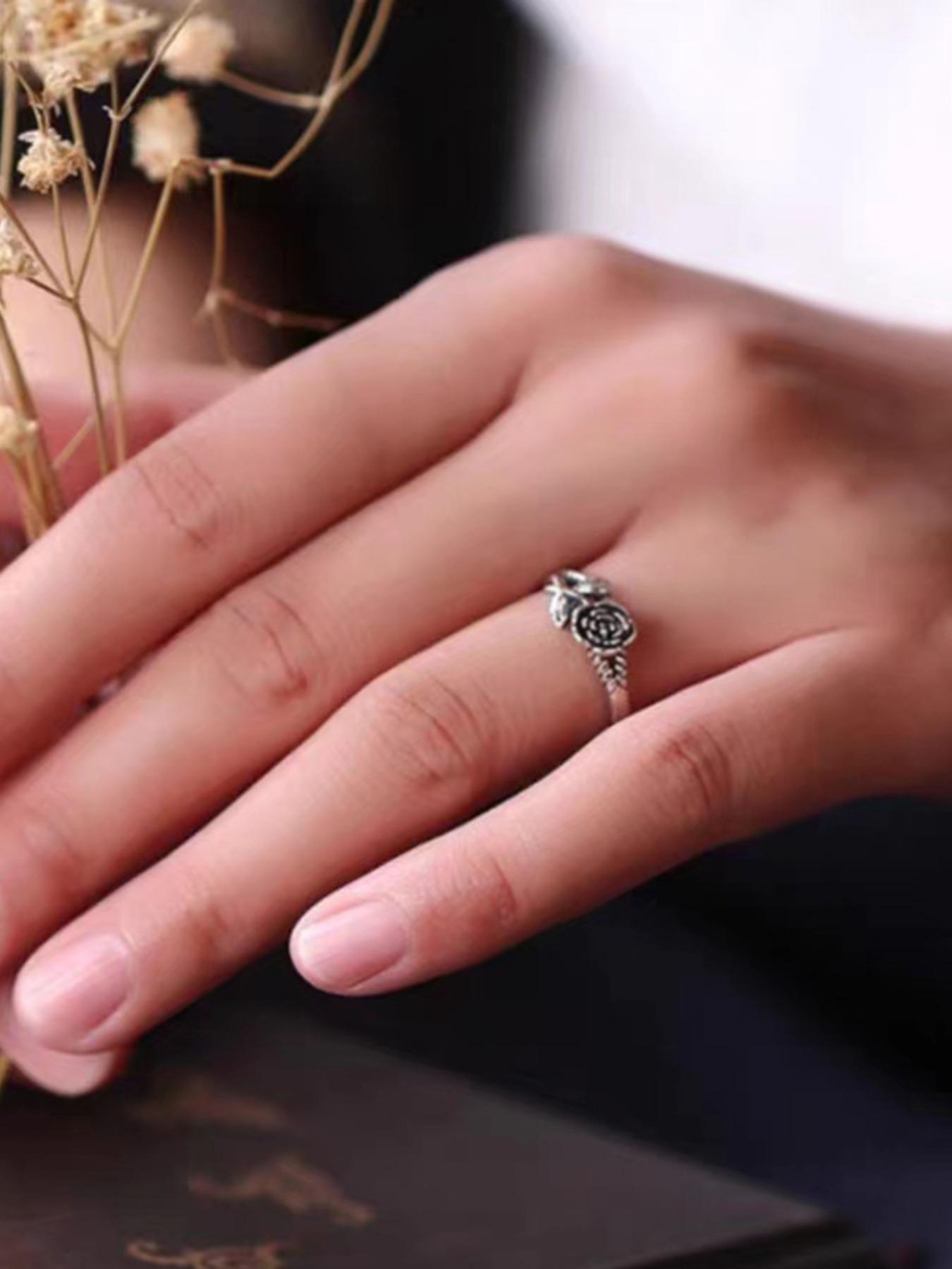 2024 Summer Women's Vintage Rose Design Promise Ring, Trendy All-match Ring for Daily Decoration, Fashion Exquisite Jewelry for Women As Birthday Gift, Valentine's Day, Gift, Statement Rings