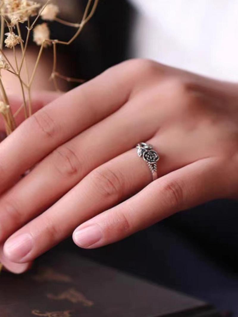 2024 Summer Women's Vintage Rose Design Promise Ring, Trendy All-match Ring for Daily Decoration, Fashion Exquisite Jewelry for Women As Birthday Gift, Valentine's Day, Gift, Statement Rings