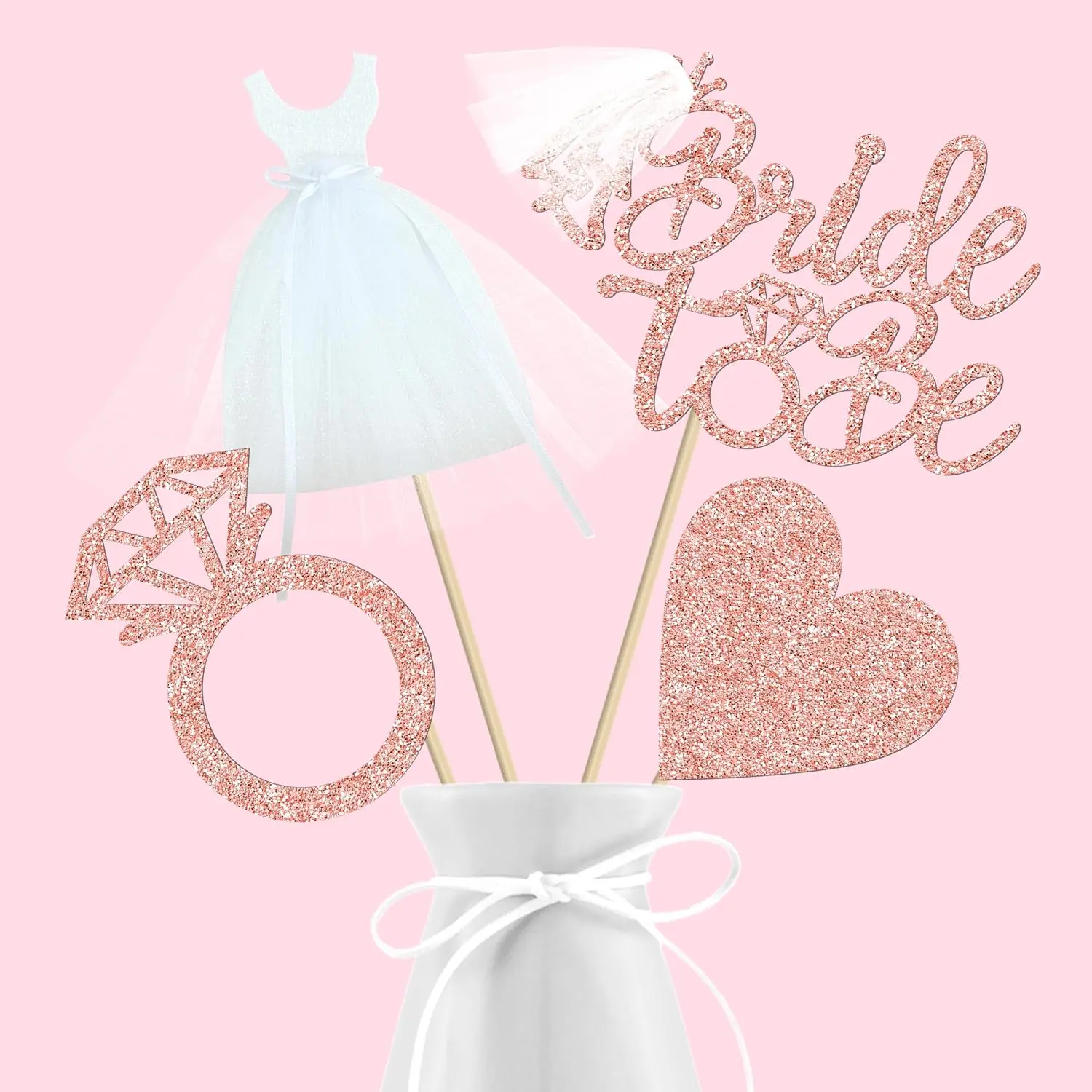 12ps Gitter Brida Shower enterpiee Stiks Bride to Be Party enterpiee Deorations for Tabe Bride White Dress Ring Theme Party Tabe Toppers for Engagement Wedding Party Suppies