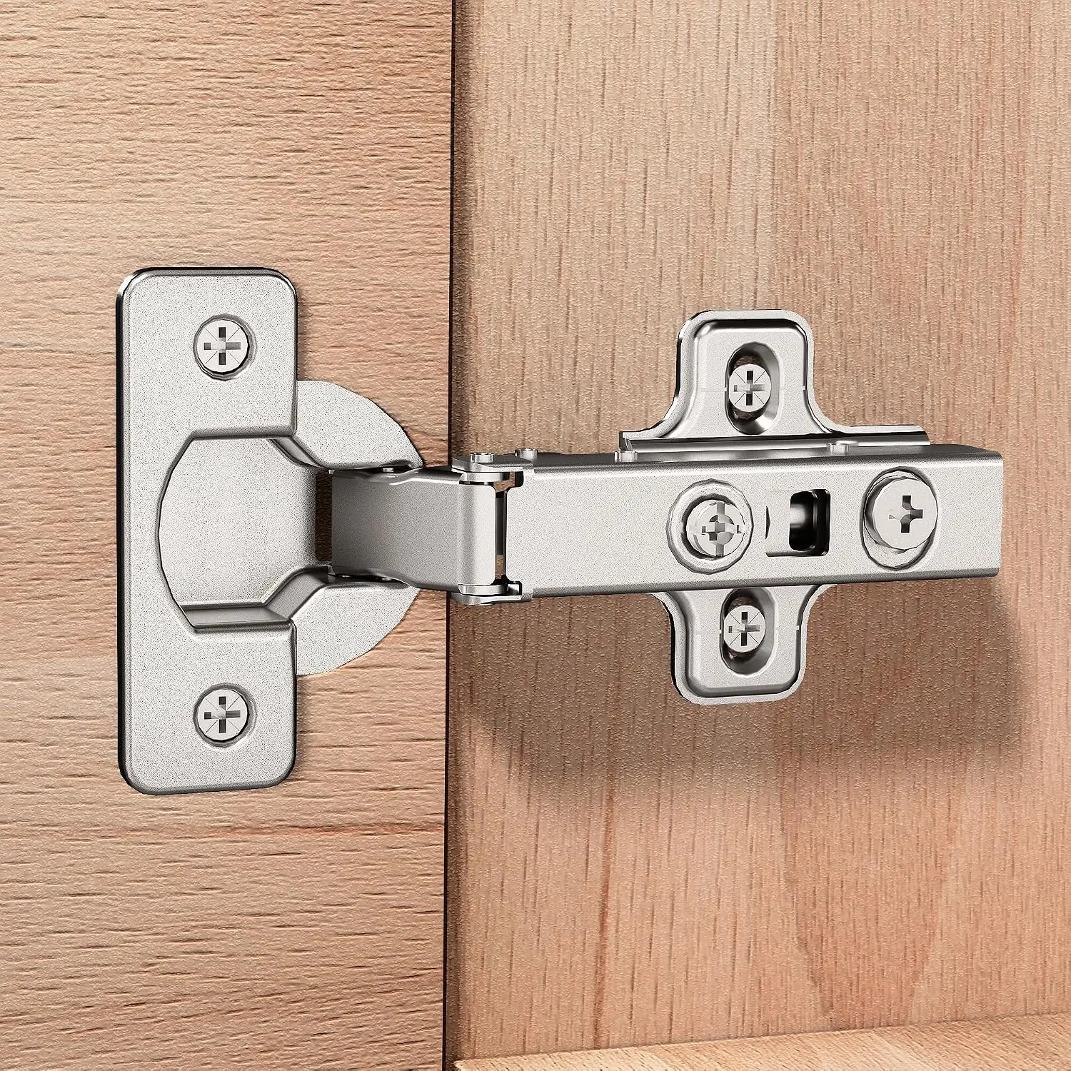 2-Pack Frameless Soft Close Full Overlay Cabinet Hinges | 50%  Install with Clip- Plate,  Adjustment, Durable & Quiet European Concealed Cabinet Door Hinges, Screws Included