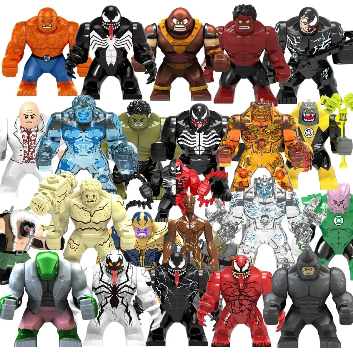 Blind Box Mini Building Blocks X654 Figures Big Goblin Spiderman Iron Man Venom Captain Hawk Deadpool Armor Christmas Gift Toy