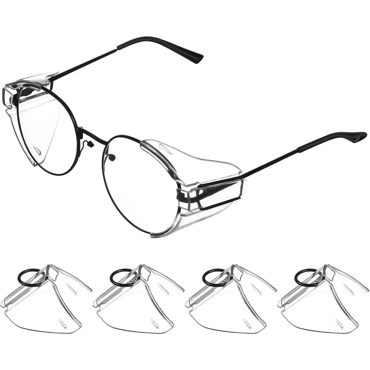 Safety Side Shields 2 Pairs Transparent Pc Protective Eyewear Clip-on Side Guards for Eye Protection, Easy to Install, Fits and Regular