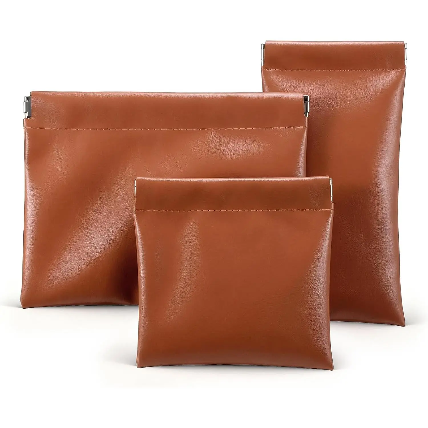 3 Pack Snap Closure Leather Pouch Purse Makeup Bag Small Makeup Pouch for Purse lipstick  Accessories Organizer Mini Travel Organizer for Women   Purses Set