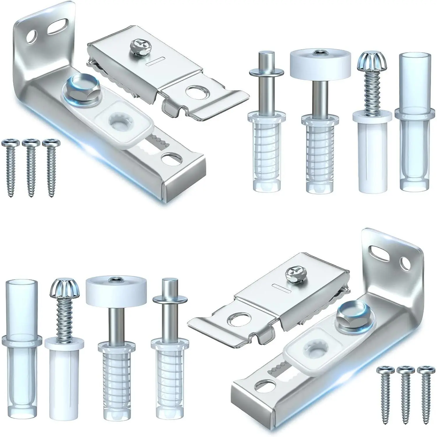 Bifold Door Hardware Repair Kit - 2 Pack Bi-Fold Accordion Closet Door Replacement Parts, Includes Top & Bottom Brackets, 3/8" Pivot, 7/8" Guide Wheels, Easy InstallationGift