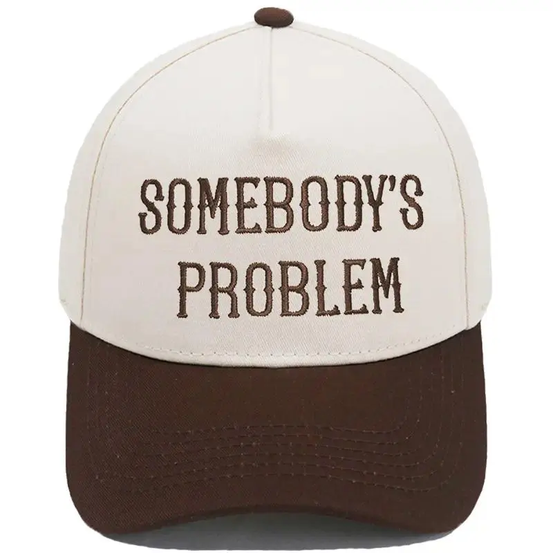 Retro Washed Cotton Somebody's Problem Graphic Baseball Cap Adjustable Buckle Funny Bestie Gift For Women