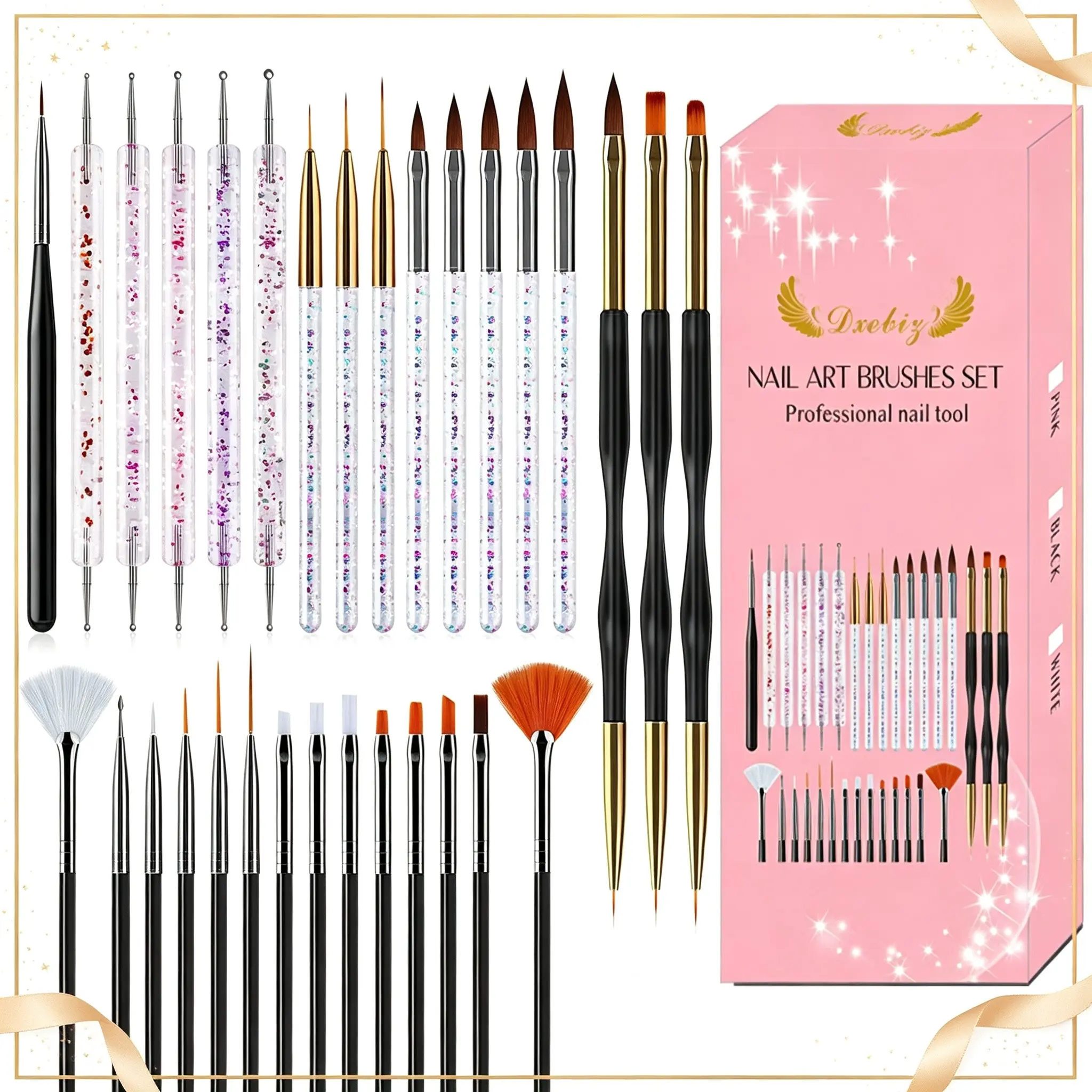 All-In-One Nail Art Tool Set, 31pcs Professional Nail Art Brush Kit, Multi-Size Nail Drawing Tools, DIY Manicure, False Nails, Salon Nail Art, Nail Art Supplies