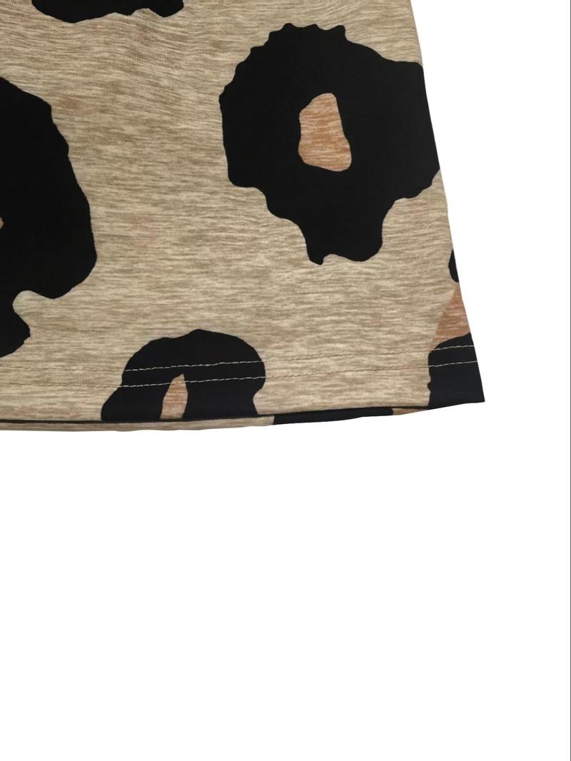 Women's Leopard Print Tank Dress, Casual Bohemian Sleeveless Dress for Summer, Fashion Women's Clothes for Daily Wear