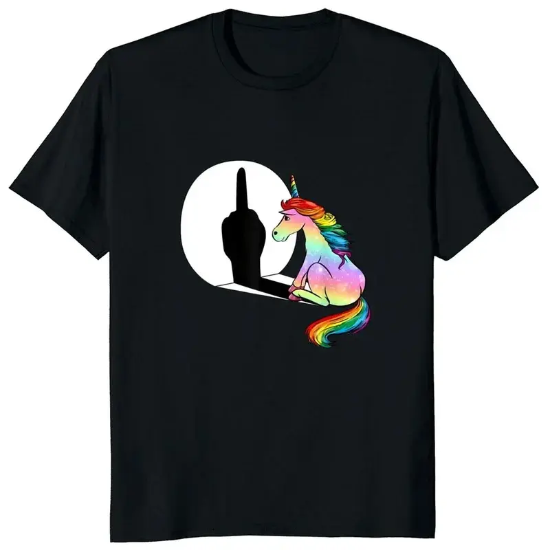 Y2K Harajuku Streetwear Unisex Fun Unicorn Art Graphic T‑Shirt, Loose Fit Casual Four‑Season Short Sleeve Streetwear Tops For Men Women Daily Outfit