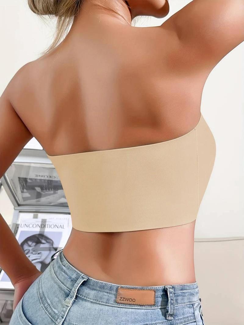 Women’s Strapless Seamless Bra, Wireless Front Button Bralette with Smooth Support, No Padding Comfortable Fit for Daily Wear, Layering, Lounge & Casual Outfits