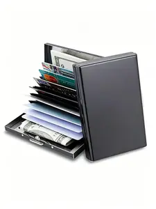 Rfid Credit Card Holder Men Wallets Aluminium Slim Mini Portable Wallet Male Short Purse Bank Cardholder Rfid Blocking Bifold Wallets for Men, Chrismas Day's Gift, Aluminum Metal Wallet, Rfid Shielded Wallet