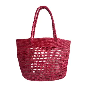 Lafite Grass Hand Carved Handbag Handmade Weaving Bag Beach Vacation Shoulder Bag