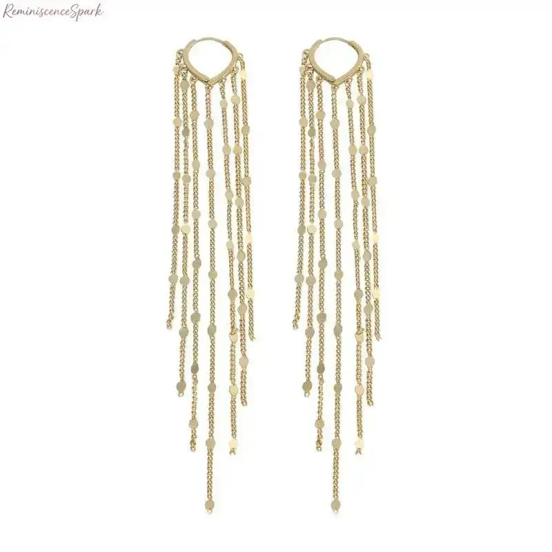 Long Tassel Threader Drop Earrings For Women, Premium Gold Plated Hypoallergenic Dangling Earrings, Bridal Party Jewelry For Prom, Summer Daily Wear & Mother’s Day Gifts