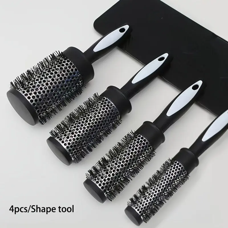 4pcs and Roll Comb Set, Nylon Hair Brush for Styling, Round Tube Curling Comb, Aluminum Pipe Comb, Front Bang Tool