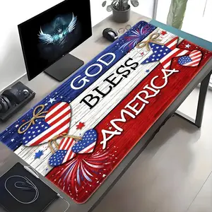 2D Flat Patriotic God Bless America Mouse Pad - Non-Slip Desk Suitable for Office, Gaming, Computer, Keyboard & Laptop, Stain & Wear Resistant Compatible for Home, Gaming Room,Durable for -Themed Decor, 2D Flat