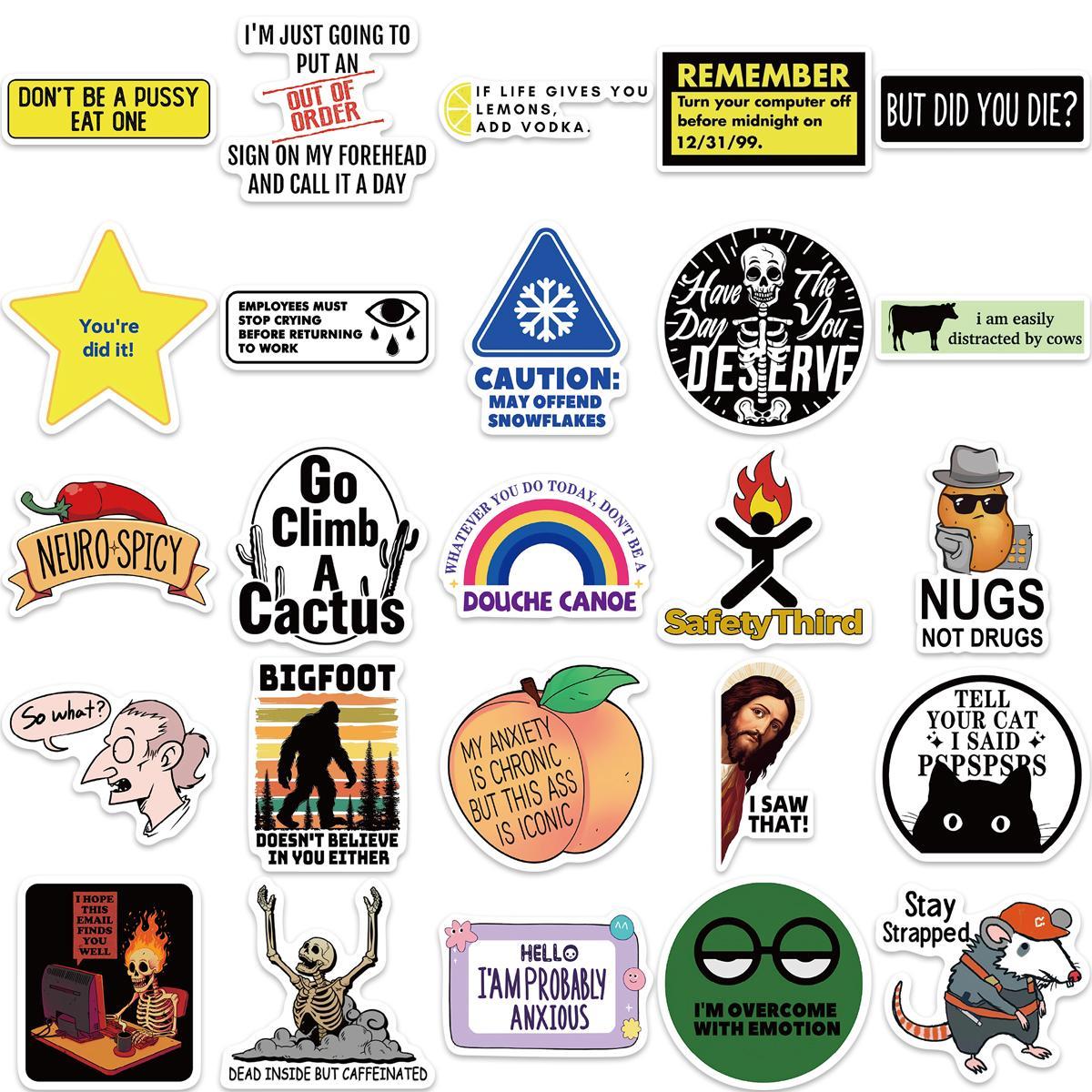 Snarky Sticker, Funny Stickers, 50pcs/set Humorous Sarcasm Sticker, Waterproof Vinyl Sarcastic Quotes Sticker for Water Bottle, Laptop, Kindle, Scrapbook