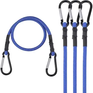 24 Inch Bungee Cords with Hooks, 4 Pack Superior Rubber Heavy Duty Bungee Straps Strong Elastic Rope for Outdoor Tent, Luggage Rack, Camping, Cargo, RV, Bike, Transporting, Storage