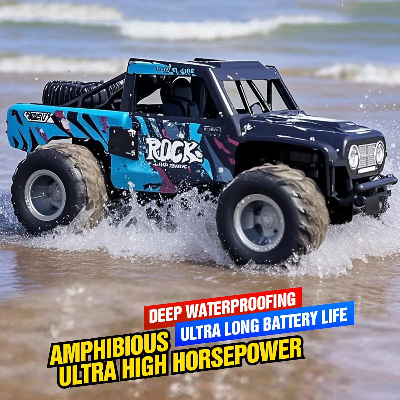 High Horsepower Amphibious Off-Road Remote Control Car - 4WD High-Speed Climbing Toy for 6-Year-Old Boys, Cool Birthday & Holiday Gift