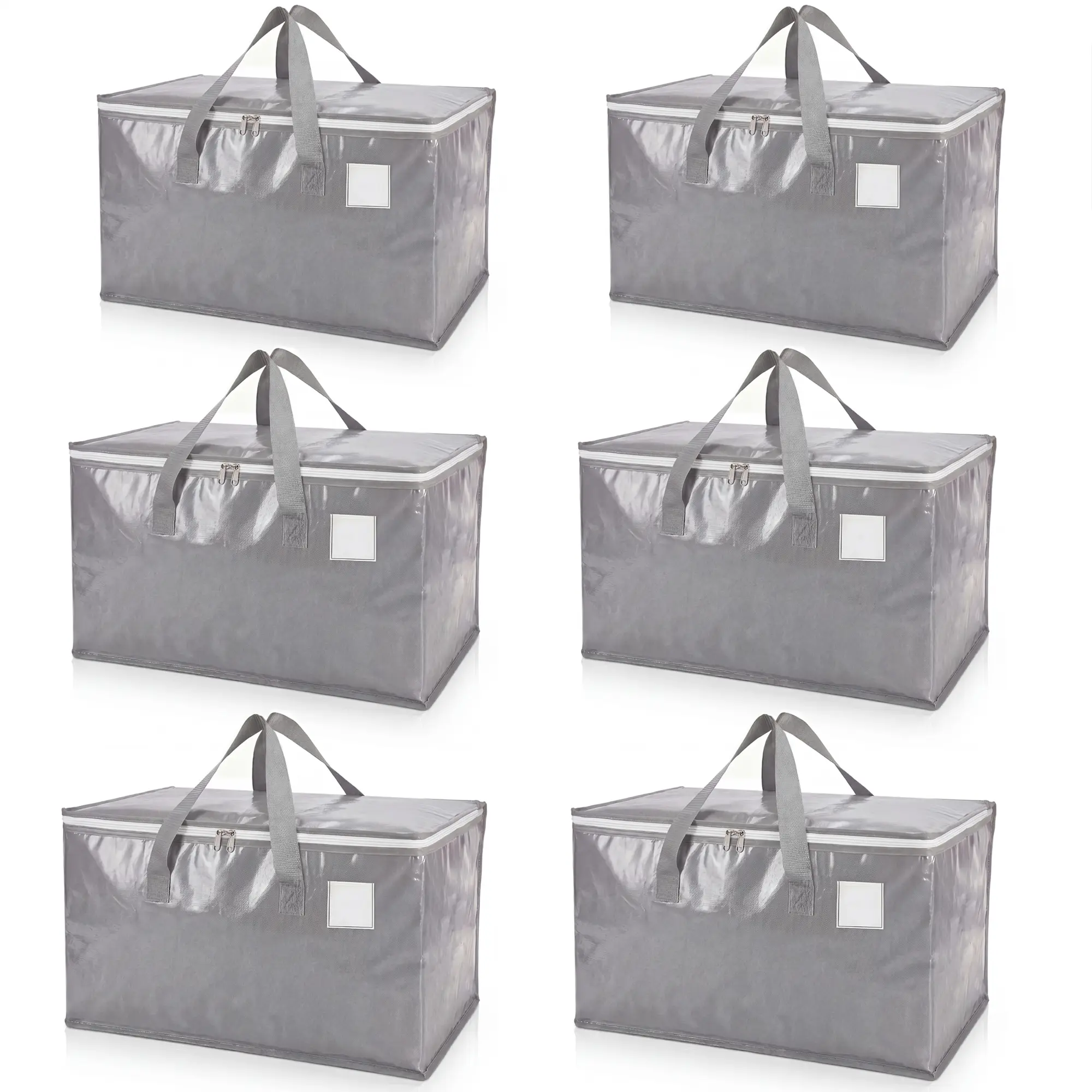 6-Pack Extra Large Clear Moving Bags, 27x15x14" Heavy-Duty Storage Totes, 100lb Capacity, Reinforced Wrap-Around Handles, Zippered Organizer