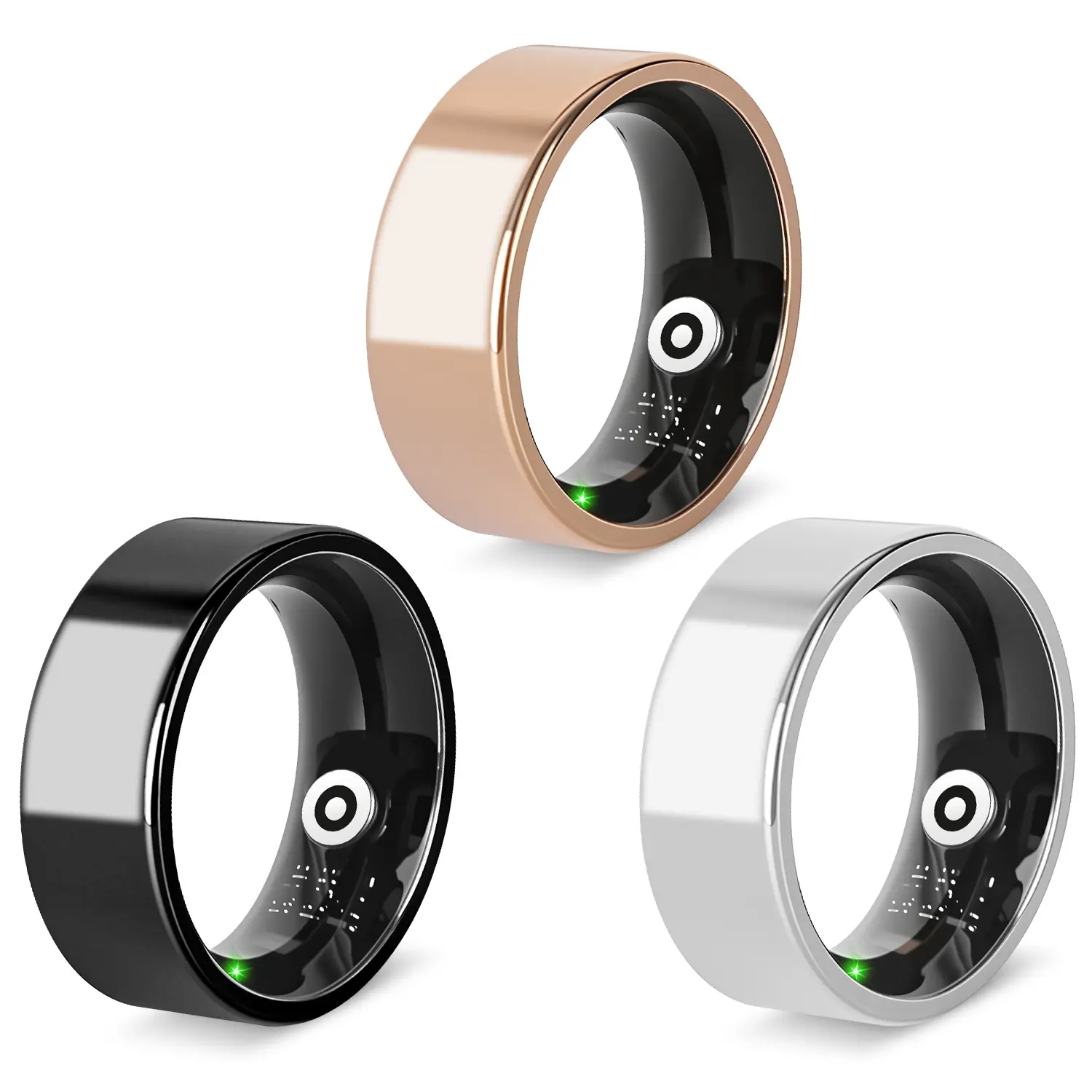 Titanium-Steel IP68 Waterproof Smart Ring Health Fitness Tracker, Monitor Sleep, Stress & HRV, 7-Day Battery, Charging Case, Magnetic Cable, Sizes 7/8/9/10, iOS/Android Compatible, Smart Ring for Women & Men, Gift Option, Usb, Wireless, Wearable, Electron