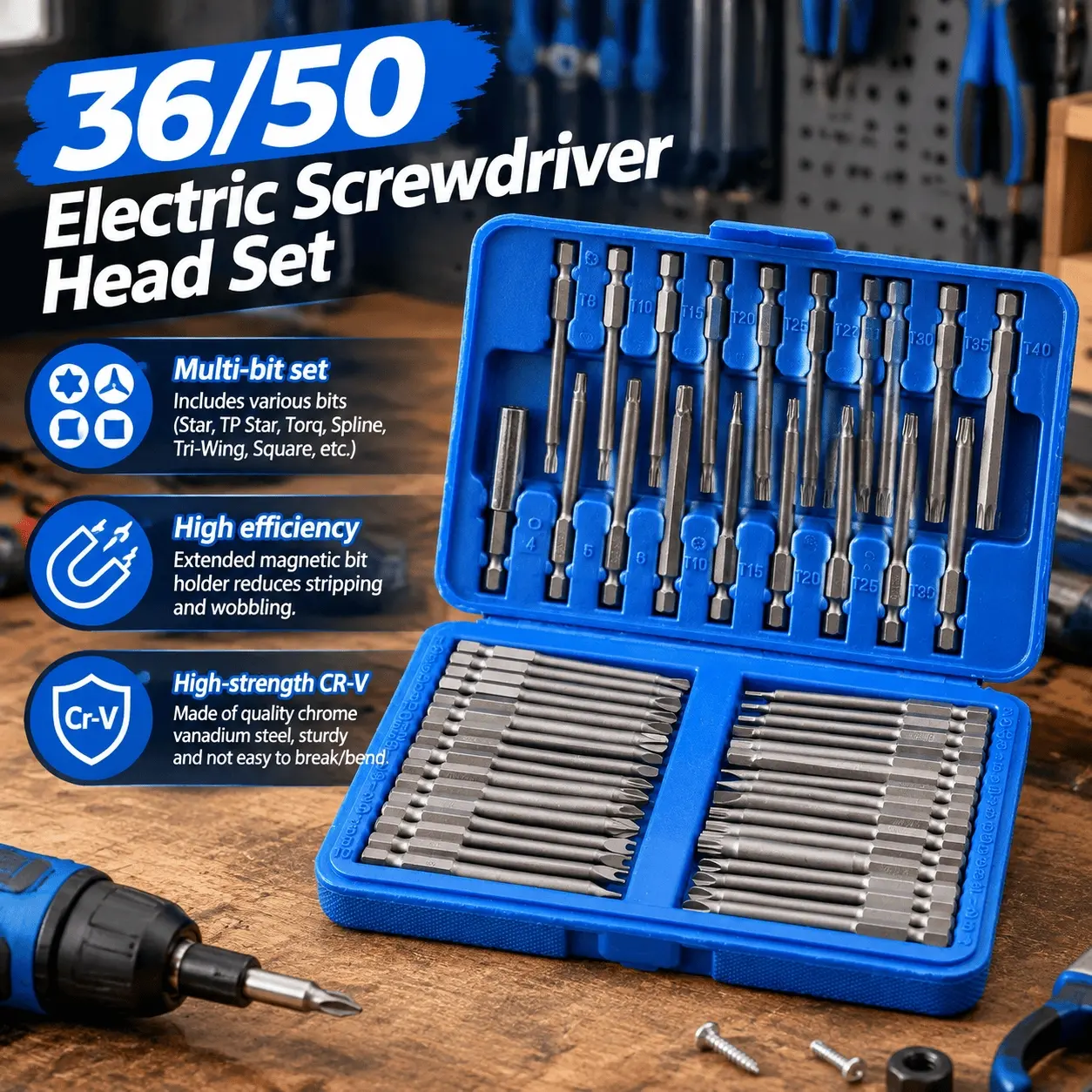 36PCS Adjustable Mini Screwdriver Kit, ABS Electronics Repair Screwdriver Set, 22 X 15 X 5cm, for Electronics Repair