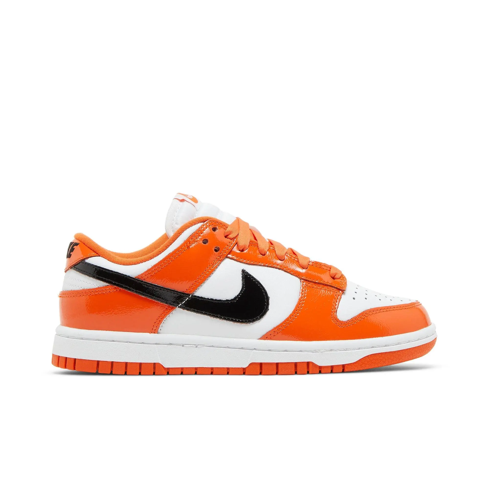 Nike Womens Dunk Low 'Halloween - Patent' (women's sizes) Brilliant Orange/Black/White sneakers DJ9955 800
