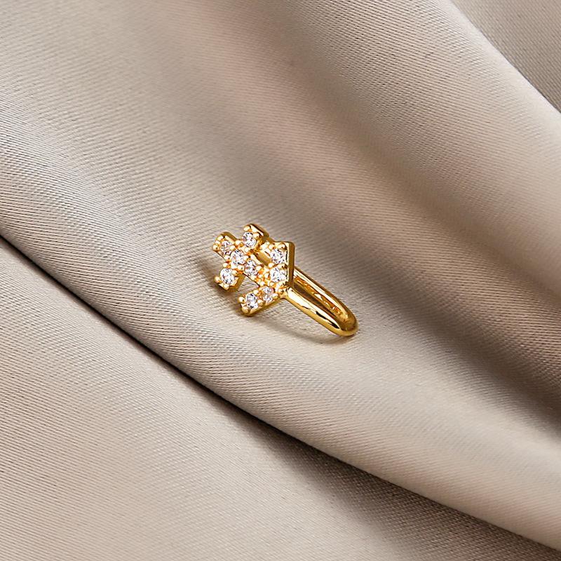 New star-shaped nose ring, simple U-shaped copper micro-inlaid non-piercing nose stud, trendy accessory