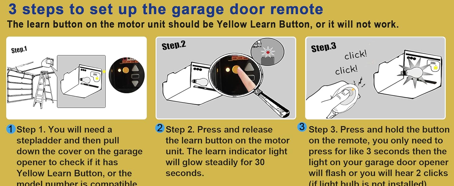 Door Remote Keychain Yellow Button Compatible with 891LM/893LM/950ESTD/953ESTD