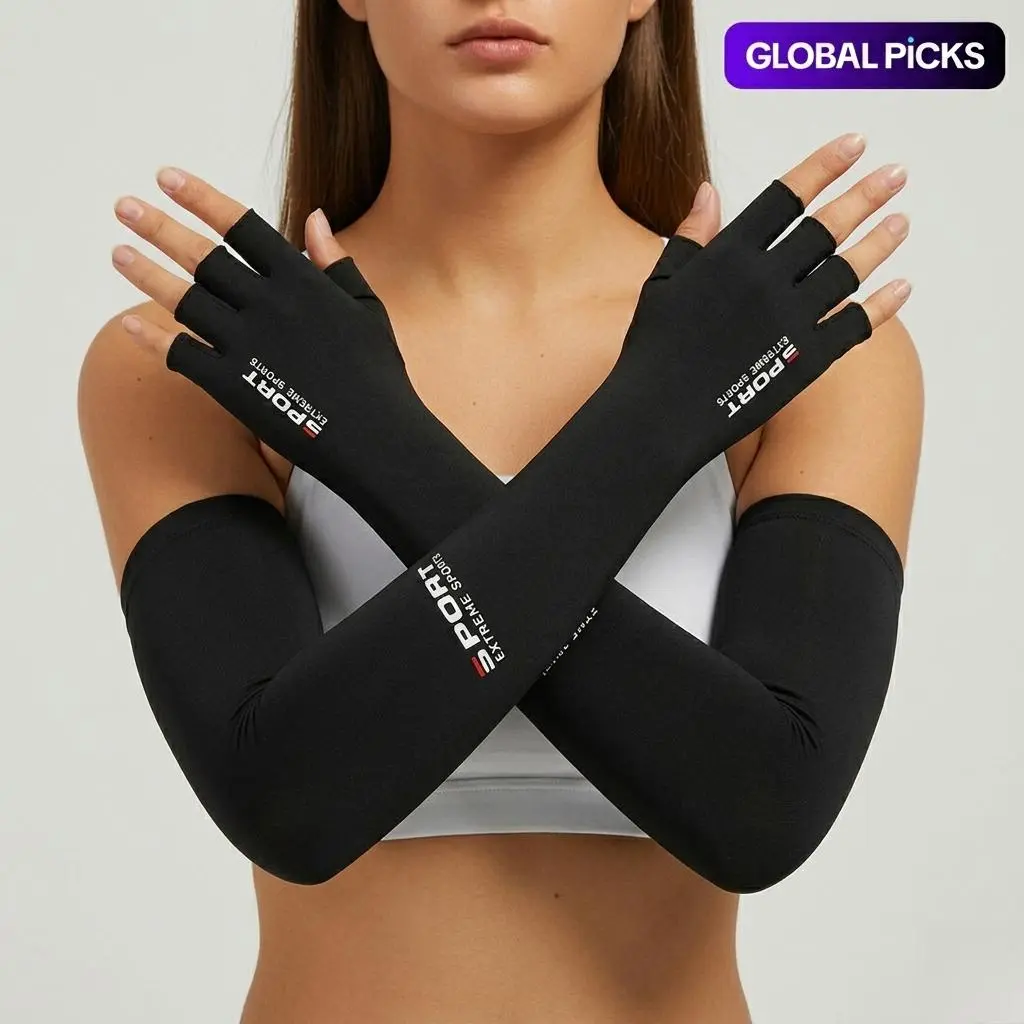 1 Pair Summer Sun Protection Breathable Ice Silk Arm Sleeve, Outdoor Sports Arm Sleeve For Cycling, Running, Climbing/Suitable for 45–95 kg
