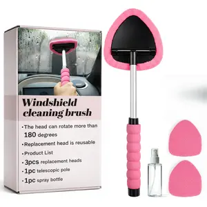 Windshield Cleaning Tool and Extendable Handle,Car Window Cleaner with Microfiber Pads,Auto Glass Cleaning Tool for Interior Windshield, Automotive Cleaning Accessories Car Detailing Products summerwins