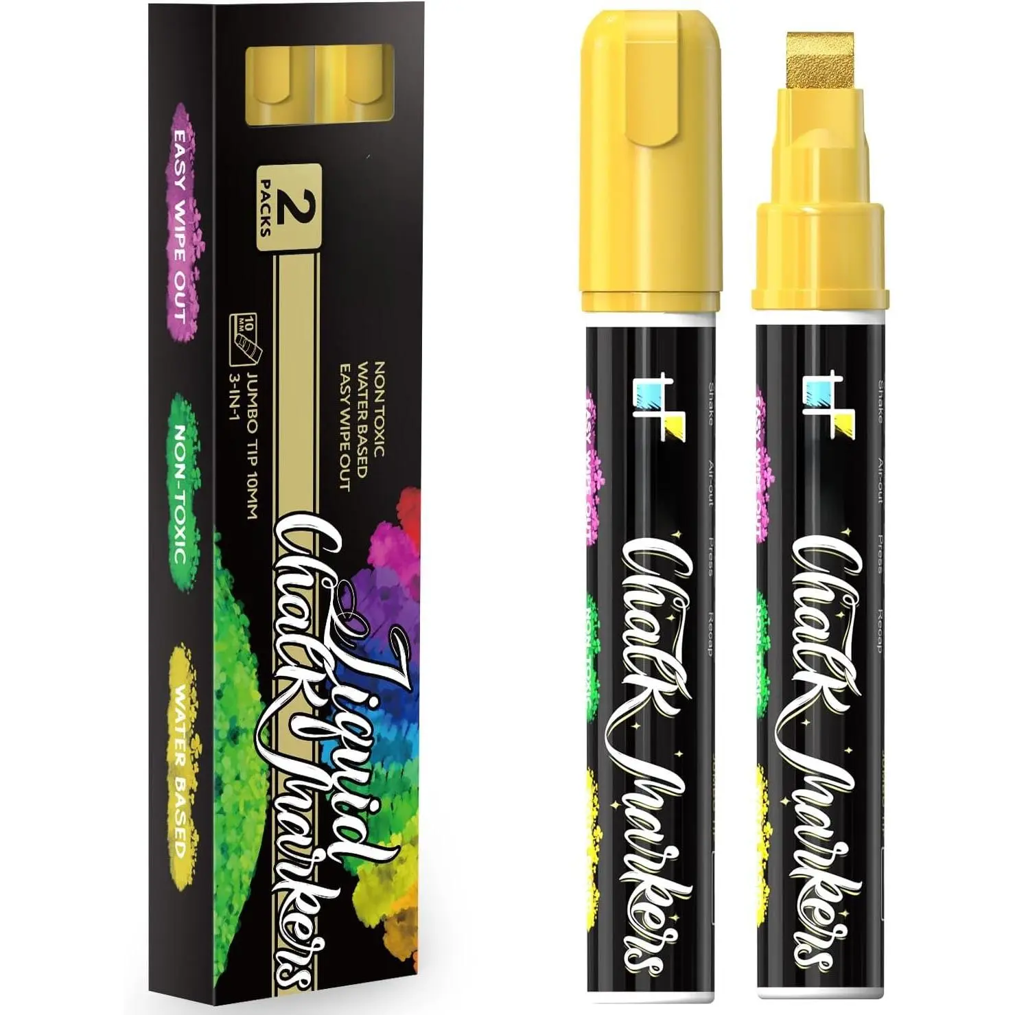 White Liquid Chalk Markers, 2 Pack Washable Chalkboard Markers