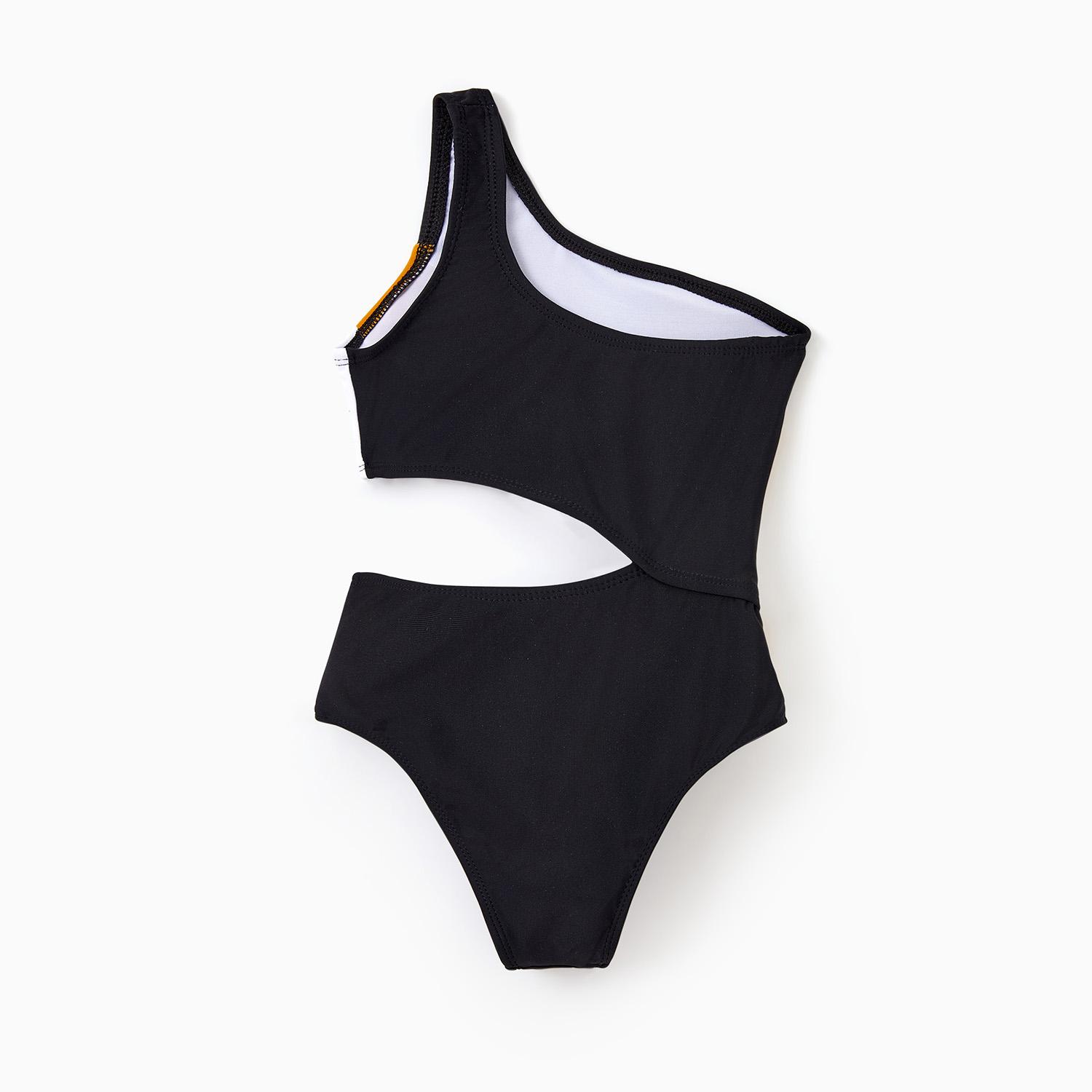 PatPat Family Matching Swimsuit Colorblock Swim Trunks Shorts or Cut Out Waist One-Shoulder One-piece Swimwear Bathing Suit Spingtok