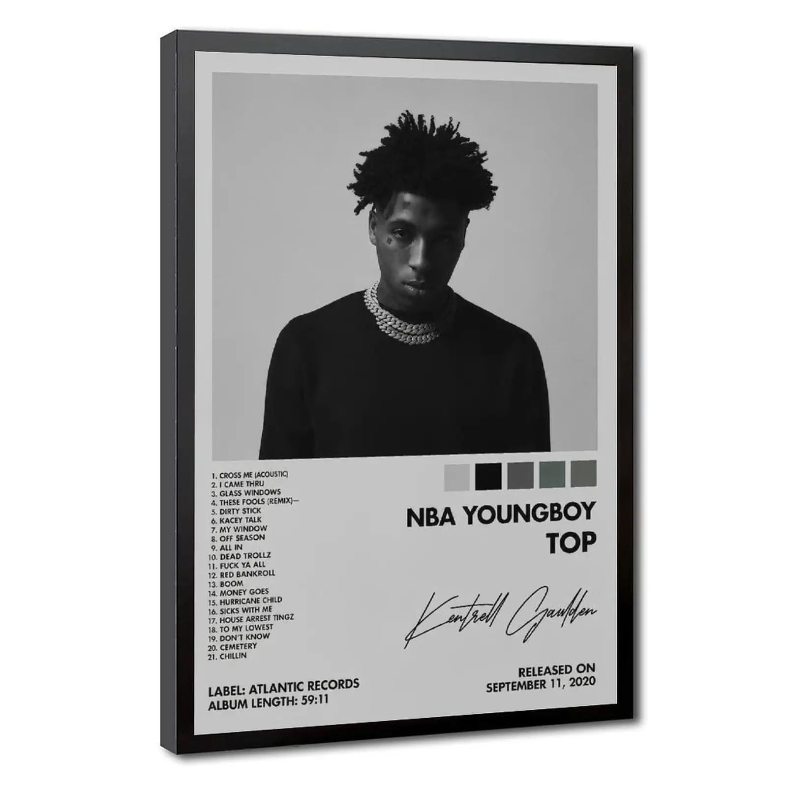 YoungBoy TOP Never Broke Again Album Cover Poster Artist Replica Signature Hip Hop Wall Decor for Bedroom Office Valentine's Birthday Gift