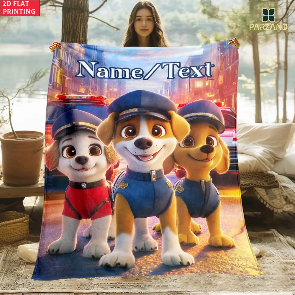 2d Flat Police Dog Team Custom Name Portable Blanket-Lightweight Home Furnishings Bedding Blanket Suitable for Travel Camping Living Rooms Offices Sofas Chairs and Beds-Soft and Warm Fabric Digital Printed Blanket, 2D Flat
