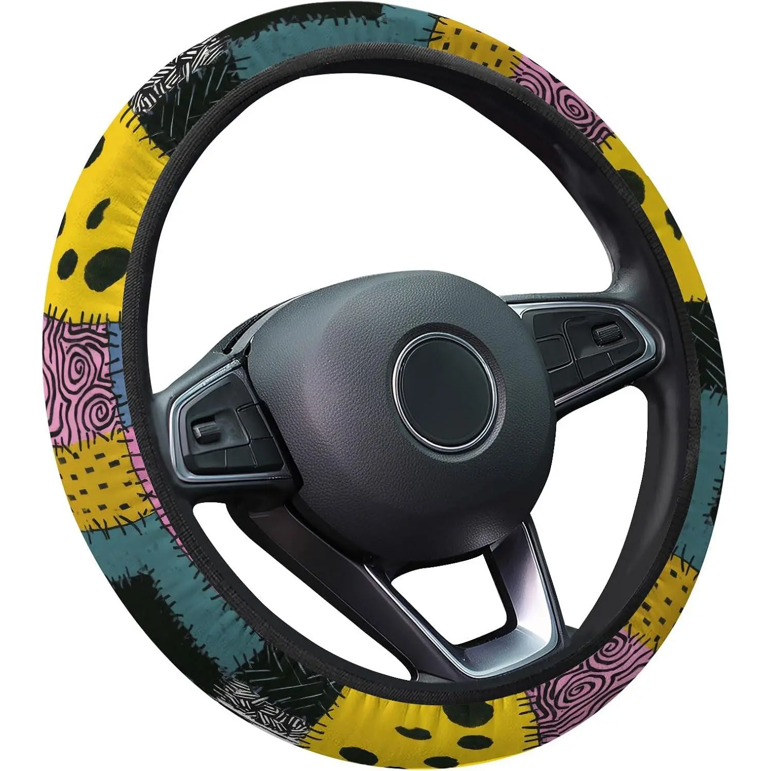 GENANY Nightmare Rag Doll Steering Wheel Cover, Non-Slip Breathable Neoprene Car Wheel Cover, Universal 15 Inch Fit Most Cars, Gothic Car Accessories, Gothic Gifts for Women