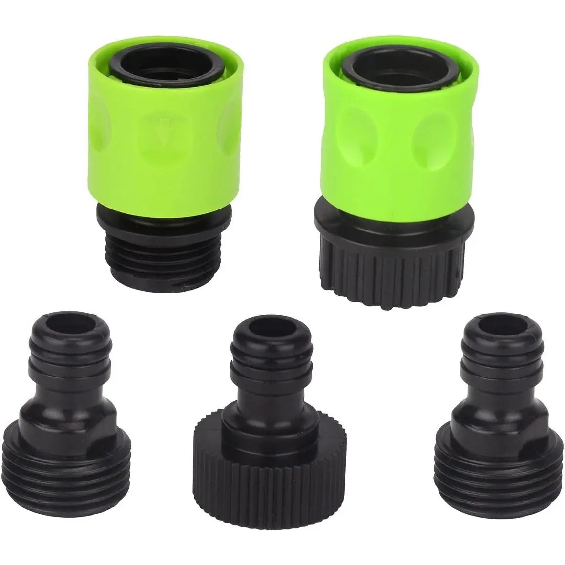 Outdoor Leakproof 5-Piece Garden Hose Quick Connect Adapter Set, 3/4" Thread Plastic Hose Tap Connectors for Watering & Irrigation