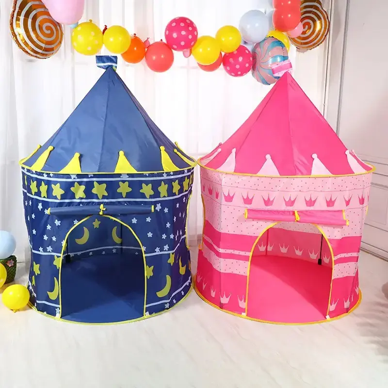 Large Kids Play Tent Foldable Pop-Up Princess Castle Soft Fabric Teepee Portable Gift Playhouse for Children
