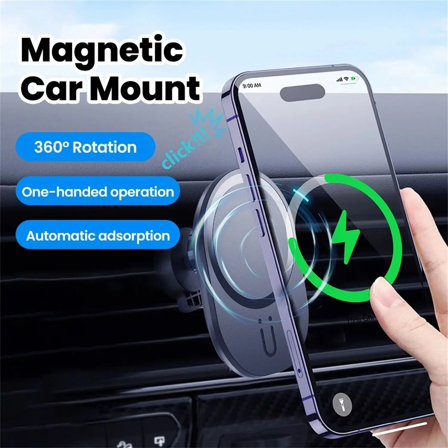 Car Air Vent Magnetic Phone Holder 15W Wireless Charger For Magsafe iPhone 17 16 15 14 13 12 Pro Max Auto Fast Charging Pad