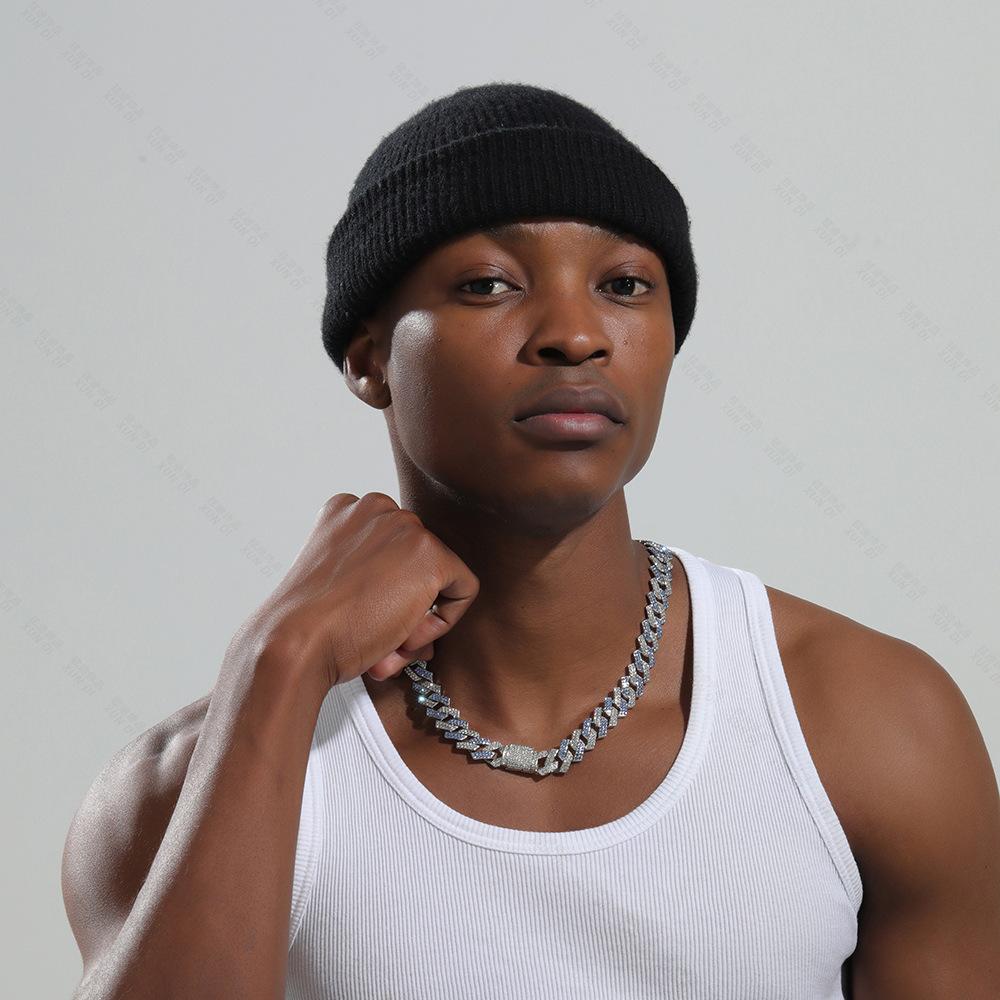 Classic Fashion Trend Men's Necklace 15mm Exaggerated Diamond Geometric Trendy Hip-hop Jewelry Large Gold Chain