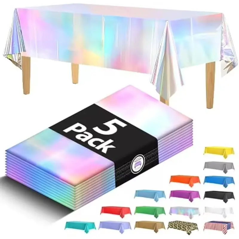 1/3/5 Pack Colorful Disposable Waterproof Rectangular Tablecloth, Modern Style, 54x72 Inches, Perfect for Events and Parties