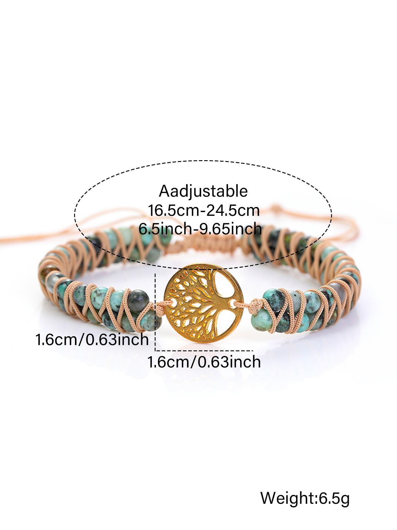 Boho Style Tree Design Beaded Bracelet, Vintage Trendy Beaded Bracelet, Fashionable Jewelry for Women & Men, Trendy All-match & Exquisite Jewelry for Birthday Gift, Solstice Gemstone Bracelet