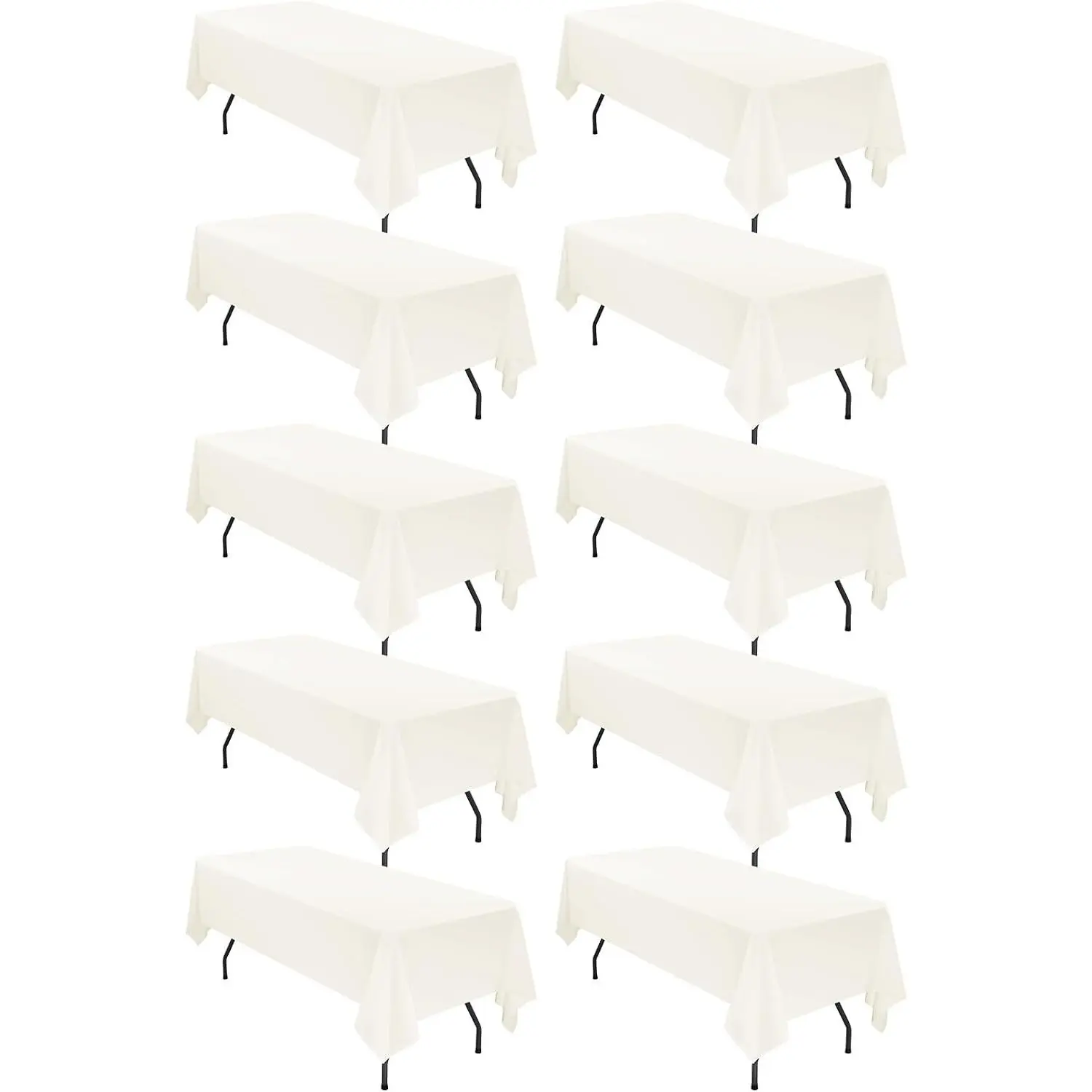 fani 10 Packs Ivory Tablecloth - 60 x 102 Inch for 6Ft Tables| Washable, Stain Wrinkle Resistant Rectangle Table Cloth for Wedding Banquets Parties Buffet Dining