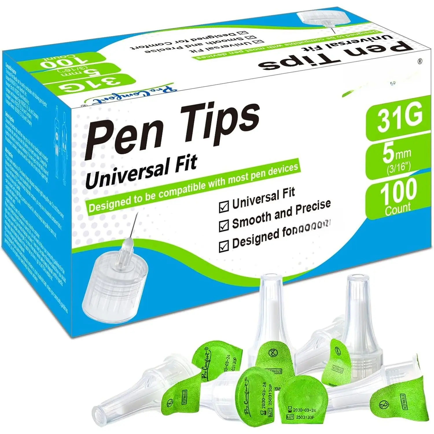 31G 5mm Pen Tips  Fit Easy to Use 100CT able Design