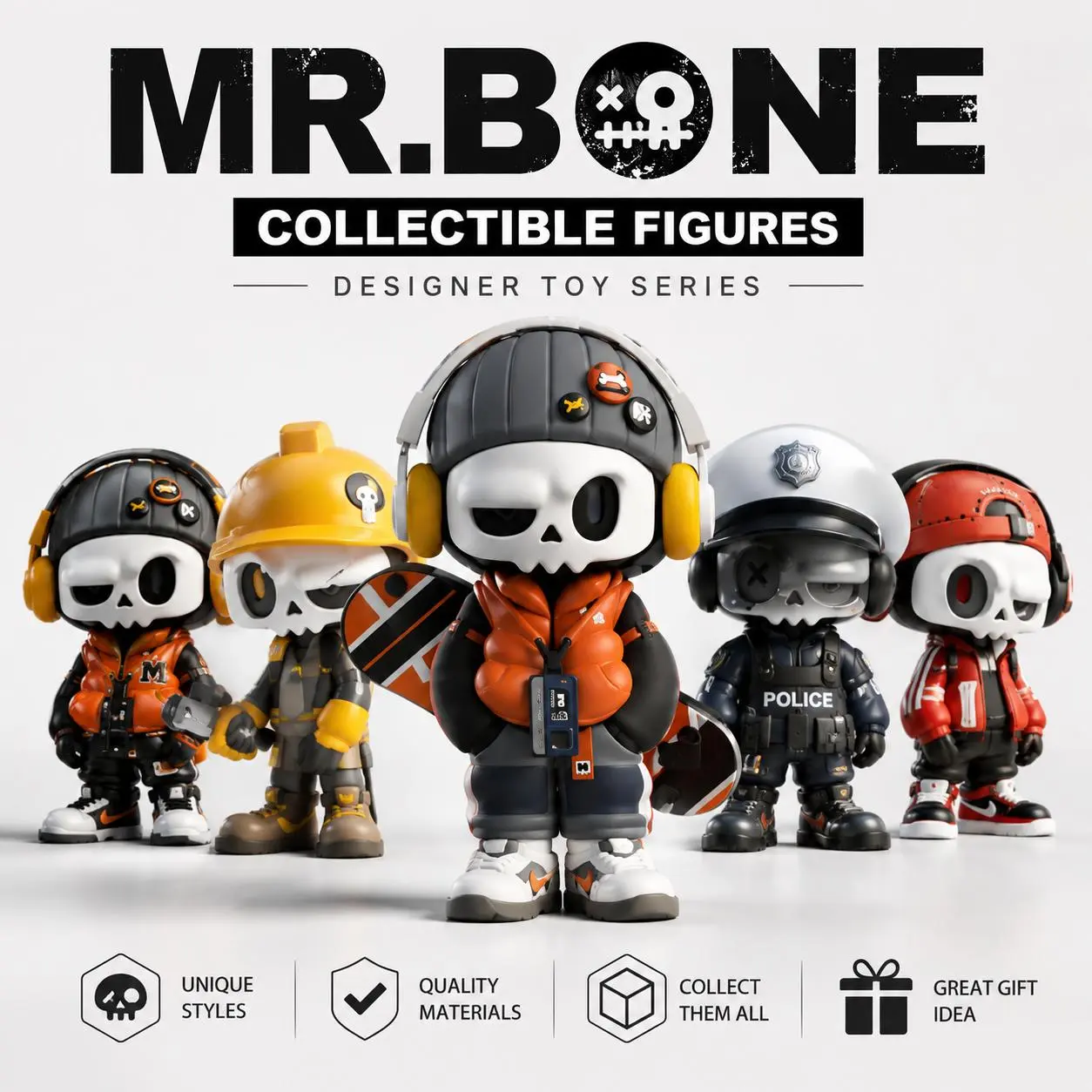 【MR.BONE】 Back to the Future Series Blind Box Toy, TikTok Viral 2.67in Random Mystery Action Figure, Cute Retro Sci-Fi Art Toy, Desktop Display Collectible, Surprise Graduation Holiday Gift for Boys