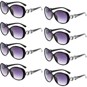 8 Pack Round  Sunglasses Bulk for Women Shades Retro Plastic Large Trendy Sunglasses Set
